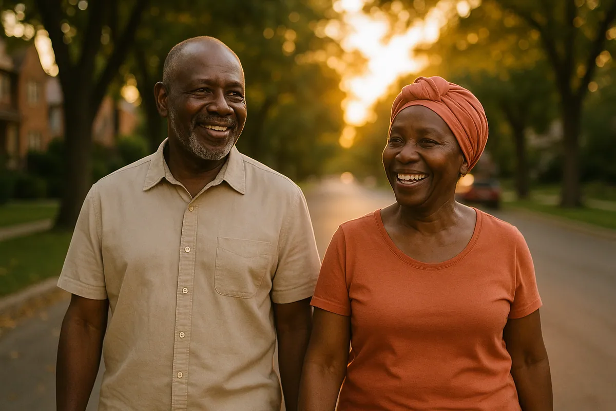 A couple in their fifties walking in the evening, the kind of routine buyers describe after a month on Vaskurel